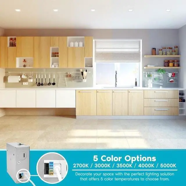 Alt view image 5 of 7 - LUXRITE LR23759-6PK 4" Square Ultra Thin LED Recessed Downlights 5 CCT