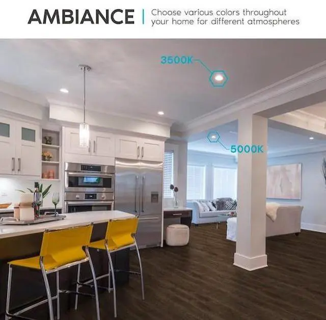 Alt view image 7 of 7 - LUXRITE LR23759-6PK 4" Square Ultra Thin LED Recessed Downlights 5 CCT