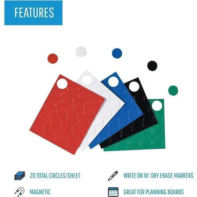 Alt view image 9 of 9 - MasterVision Magnetic Color Coding Dots - 3/4" Diameter - Round - Red - Vinyl - 20 / Pack