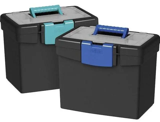 Alt view image 3 of 3 - STOREX STX61415B02C File Storage Box, 10-9/10"Wx13-1/4"Dx11"H, Black/Blue