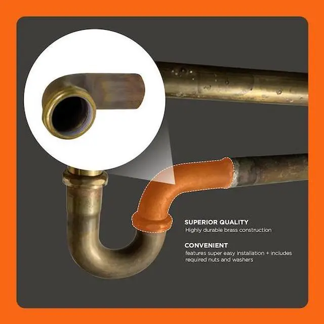 Alt view image 4 of 4 - EVERFLOW 2196 Slip Joint Waste Bend for Tubular Drain Applications, 22GA Brass