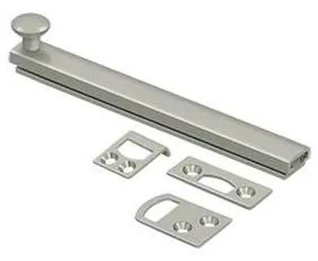 Main image of DELTANA 6SBCS15 Surface Bolt, Concealed Screw, Heavy Duty Satin Nickel 6"