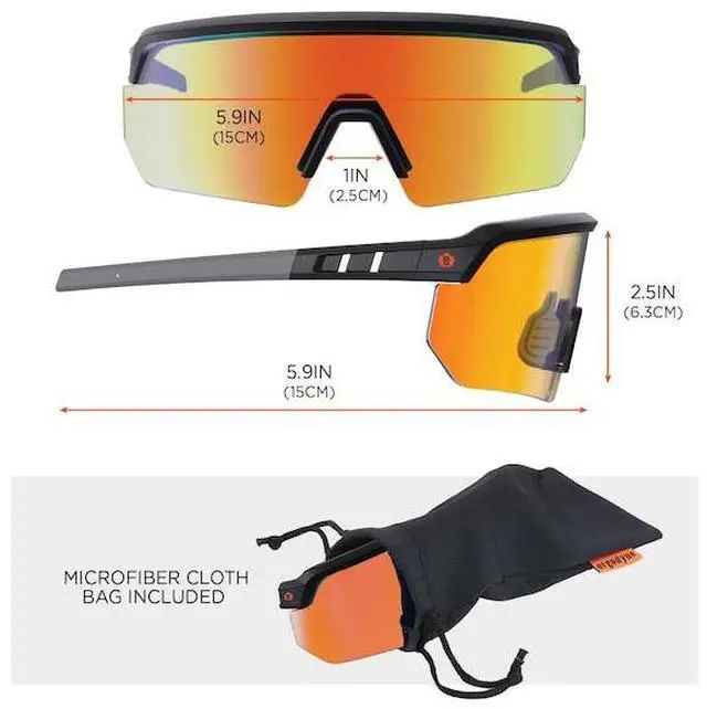 Alt view image 4 of 6 - ERGODYNE AEGIR-MI AEGIR-MI, Safety Glasses, Orange Mirror Lens, Matte Black