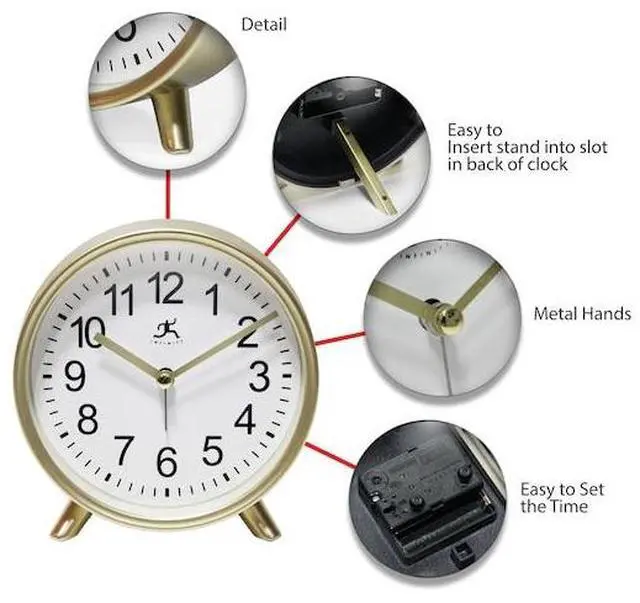 Alt view image 6 of 7 - INFINITY INSTRUMENTS 15684GD-4360 Gold Tabletop Alarm Clock