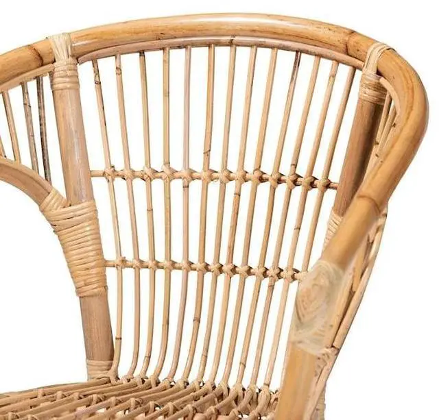 Alt view image 11 of 13 - Baxton Studio Alleta Modern Bohemian Natural Brown Rattan 2-Piece Dining Chair Set
