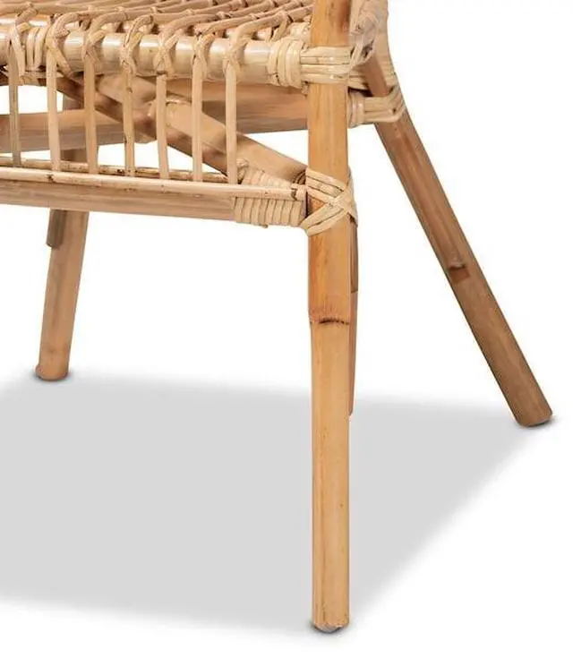 Alt view image 12 of 13 - Baxton Studio Alleta Modern Bohemian Natural Brown Rattan 2-Piece Dining Chair Set
