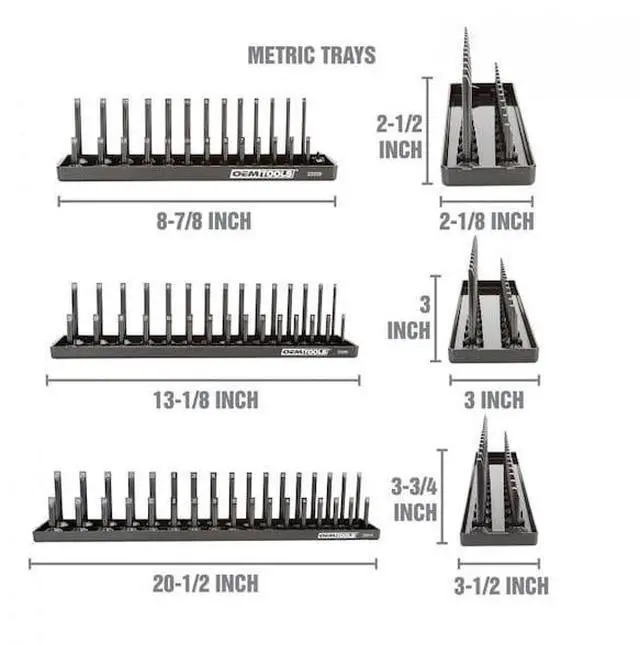 Alt view image 2 of 7 - OEMTOOLS 22211 3 Piece Socket Tray Metric