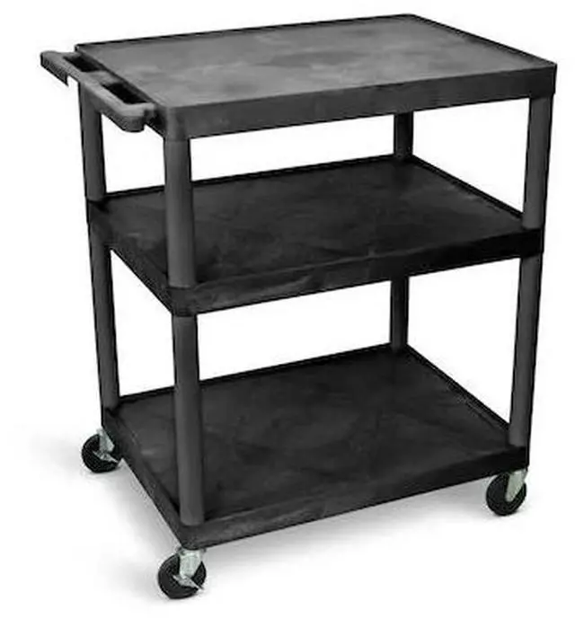 Main image of LUXOR LP40-B 40"H AV Cart - Three Large Shelves - Black