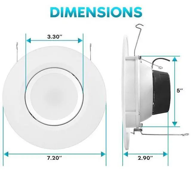 Alt view image 5 of 7 - LUXRITE LR23043-4PK 5/6 Inch Gimbal LED Recessed Can Lights 5 CCT Selectable