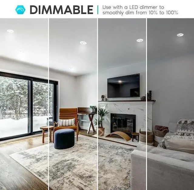 Alt view image 6 of 7 - LUXRITE LR23043-4PK 5/6 Inch Gimbal LED Recessed Can Lights 5 CCT Selectable