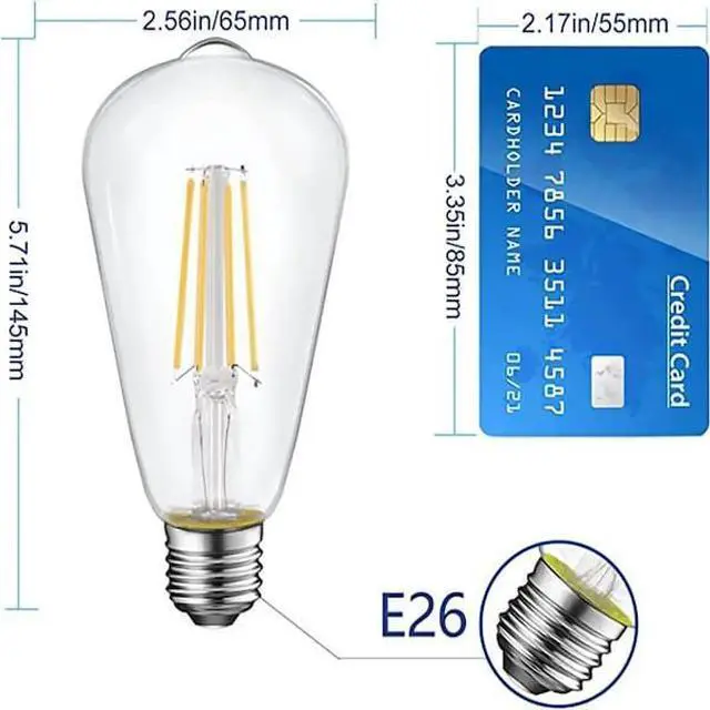 Alt view image 6 of 7 - ENERGETIC LIGHTING YGA16A01-950 60 Watt Equivalent, ST19 LED Filament, CRI 95,