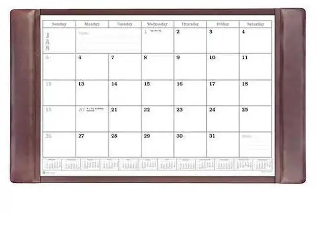 Main image of DACASSO PR-3450 Chocolate Brown Leather Desk Pad w/ 2022 Calendar, 34 x 20