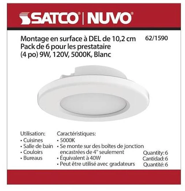 Alt view image 7 of 7 - NUVO 62/1590 4 Inch, LED Surface Mount Fixture, 5000K, White, PK 6