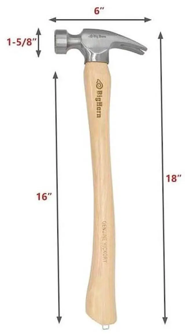 Alt view image 4 of 7 - BIG HORN 15101 21 Oz Curved Handle Framing Hammer (BJ21FM)