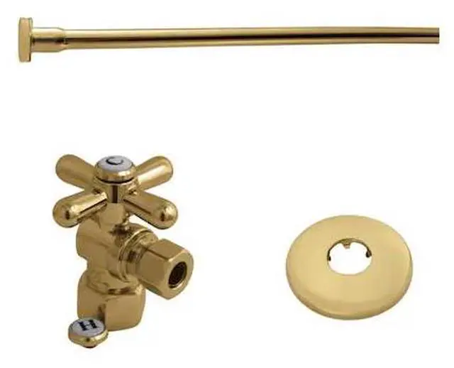 Alt view image 2 of 2 - Kingston Brass KTK102P Toilet Supply Kit, 1/2" IPS (Iron Pipe Size) Inlet - 3/8" Outlet, Polished Brass