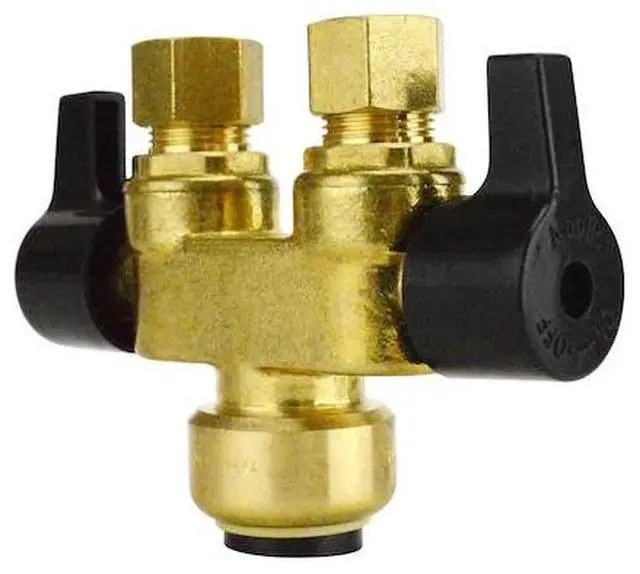 Main image of APOLLO FSBDVS1238C 1/2 in. Brass Push-To-Connect x 3/8 in. O.D. Comp. Dual