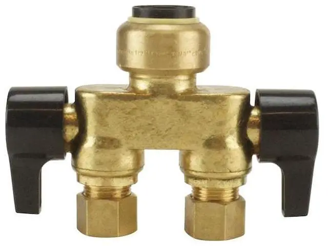 Alt view image 3 of 7 - APOLLO FSBDVS1238C 1/2 in. Brass Push-To-Connect x 3/8 in. O.D. Comp. Dual