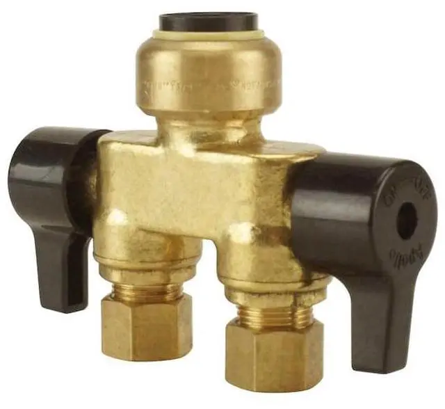 Alt view image 4 of 7 - APOLLO FSBDVS1238C 1/2 in. Brass Push-To-Connect x 3/8 in. O.D. Comp. Dual