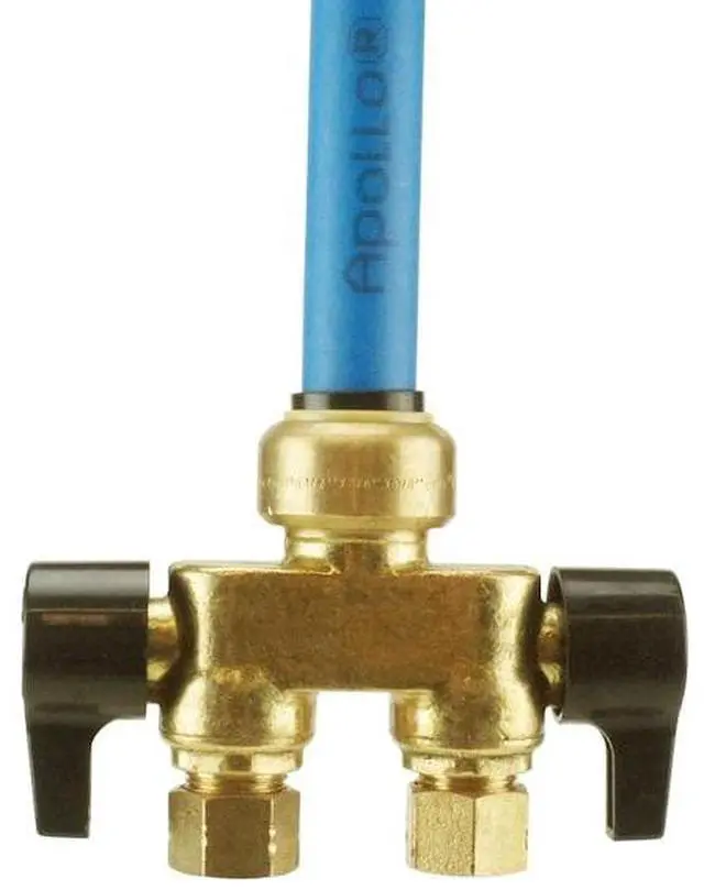 Alt view image 7 of 7 - APOLLO FSBDVS1238C 1/2 in. Brass Push-To-Connect x 3/8 in. O.D. Comp. Dual