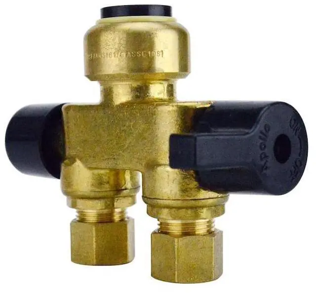 Alt view image 2 of 7 - APOLLO FSBDVS1238C 1/2 in. Brass Push-To-Connect x 3/8 in. O.D. Comp. Dual