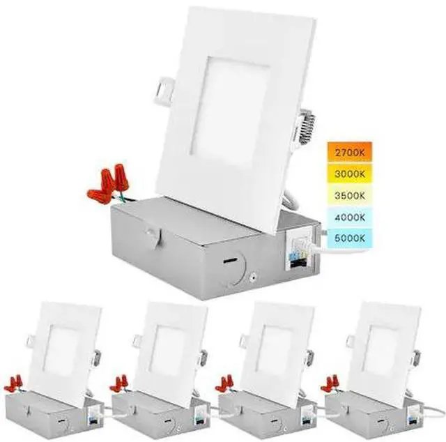 Main image of LUXRITE LR23759-4PK 4" Square Ultra Thin LED Recessed Downlights 5 CCT