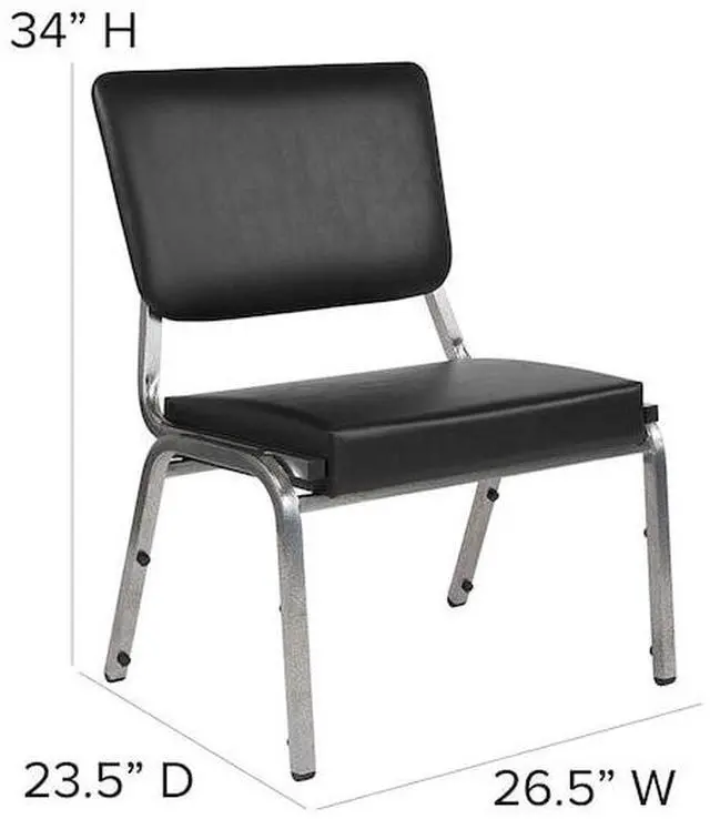Alt view image 10 of 20 - HERCULES Series 1500 lb. Rated Black Antimicrobial Vinyl Bariatric Medical Reception Chair with 3/4 Panel Back