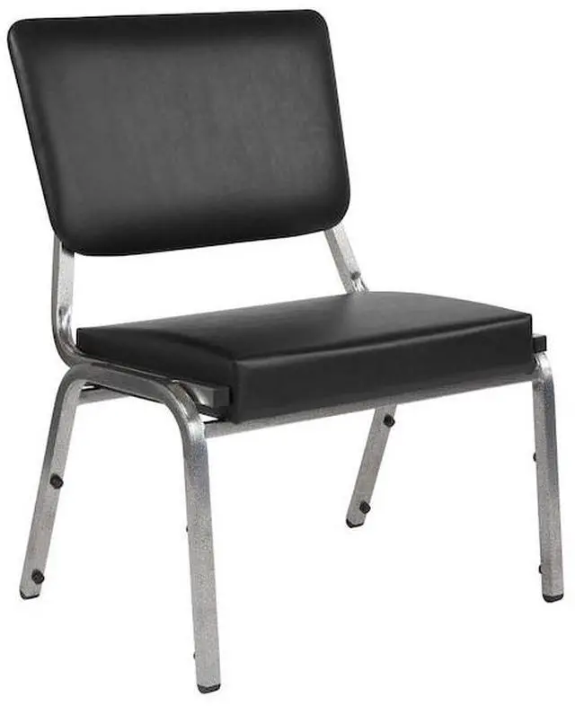 Alt view image 12 of 20 - HERCULES Series 1500 lb. Rated Black Antimicrobial Vinyl Bariatric Medical Reception Chair with 3/4 Panel Back