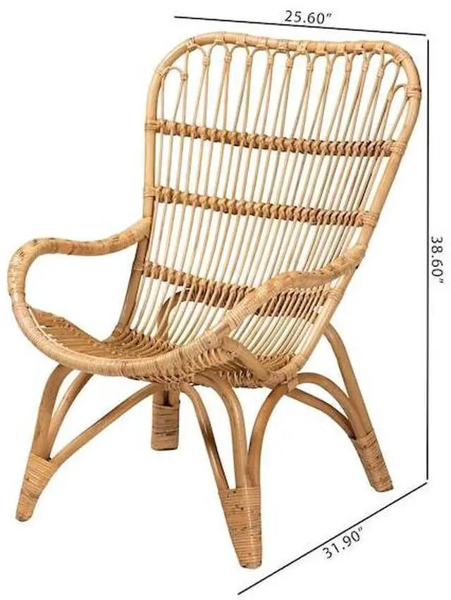 Alt view image 8 of 13 - Baxton Studio Earvin Modern Bohemian Natural Brown Rattan Armchair