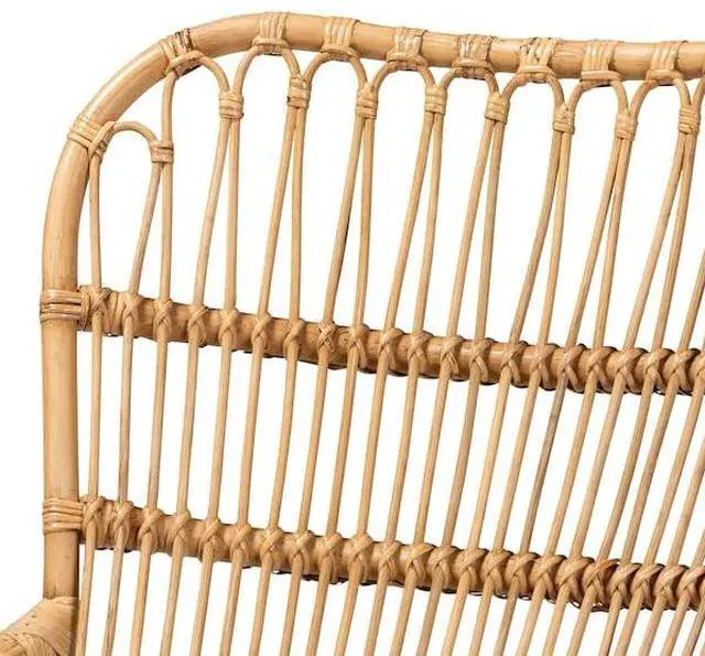Alt view image 13 of 13 - Baxton Studio Earvin Modern Bohemian Natural Brown Rattan Armchair