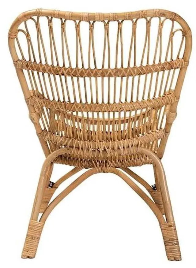 Alt view image 12 of 13 - Baxton Studio Earvin Modern Bohemian Natural Brown Rattan Armchair