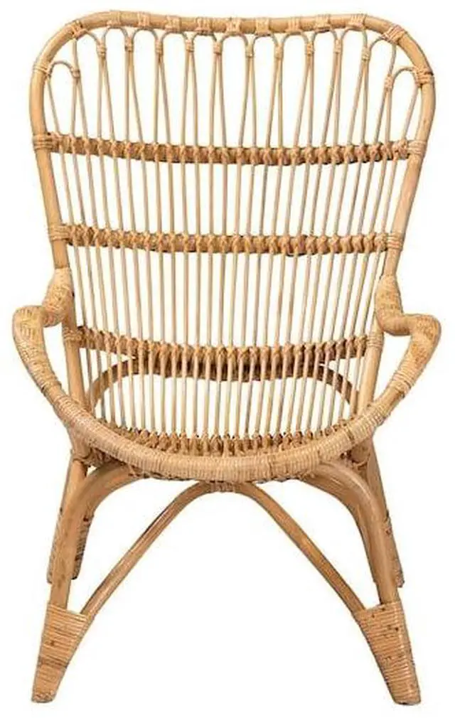 Alt view image 10 of 13 - Baxton Studio Earvin Modern Bohemian Natural Brown Rattan Armchair