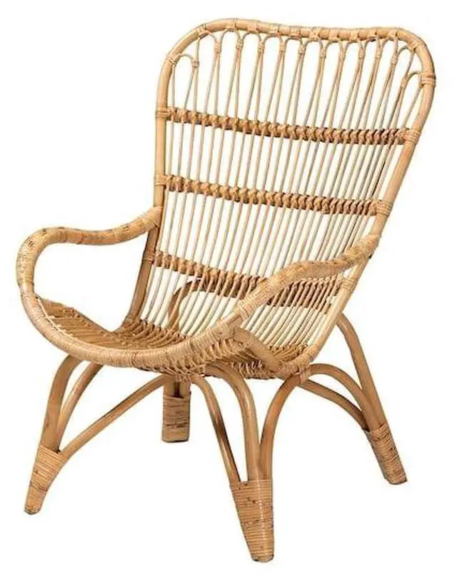 Alt view image 9 of 13 - Baxton Studio Earvin Modern Bohemian Natural Brown Rattan Armchair