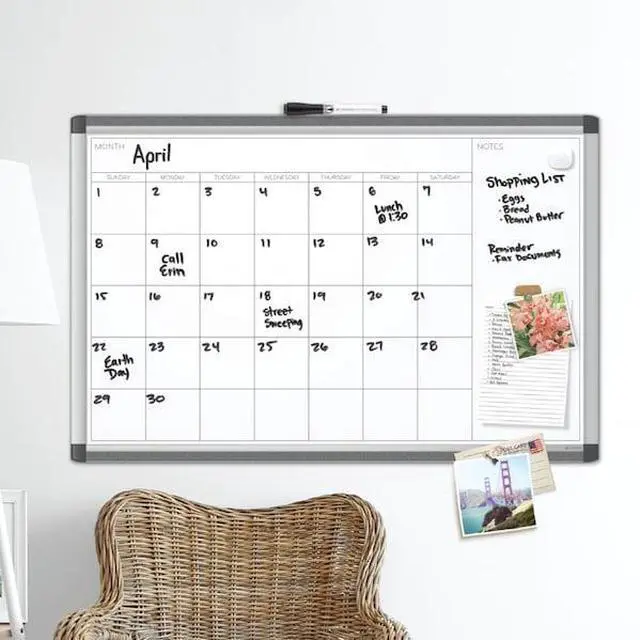 Alt view image 10 of 15 - PINIT Magnetic Dry Erase Calendar Board, 48 x 36 Inches, Silver Aluminum Frame UBR2903U0001