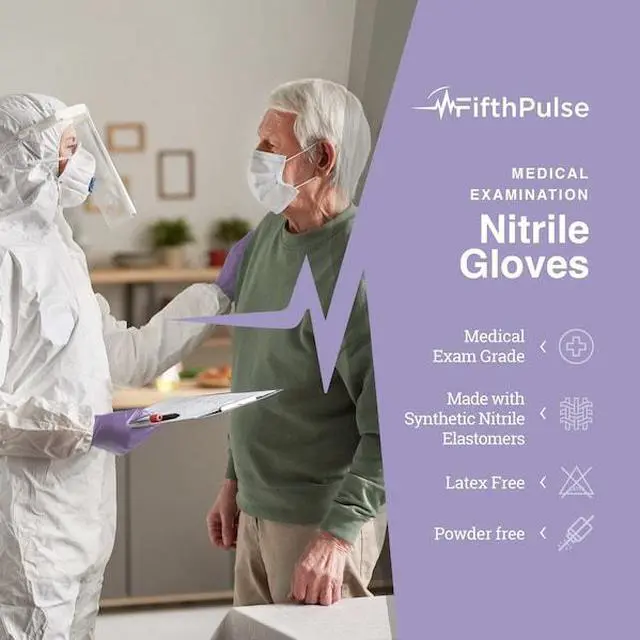 Alt view image 8 of 12 - Fifth Pulse Nitrile Exam Latex Free & Powder Free Gloves - Lilac - Box of 100 Gloves (XL)