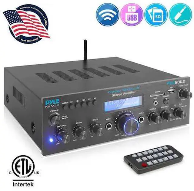 Alt view image 13 of 19 - Pyle PDA5BU.0 Home Compact Bluetooth Amplifier Stereo Receiver System with FM Radio, MP3/USB/SD/AUX (200 Watt)