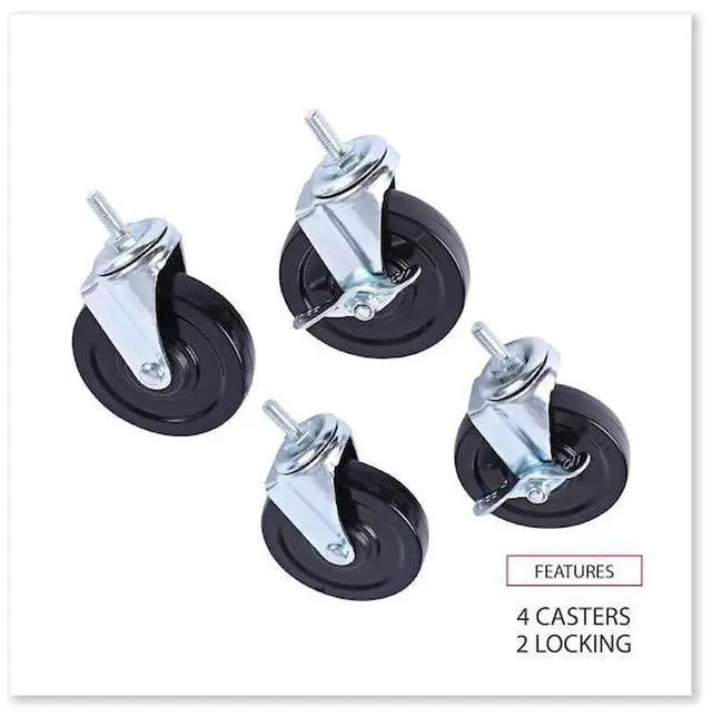 Alt view image 14 of 18 - Alera SW690004 Optional Casters for Wire Shelving, 200 lbs/Caster, Gray/Black, 4/Set