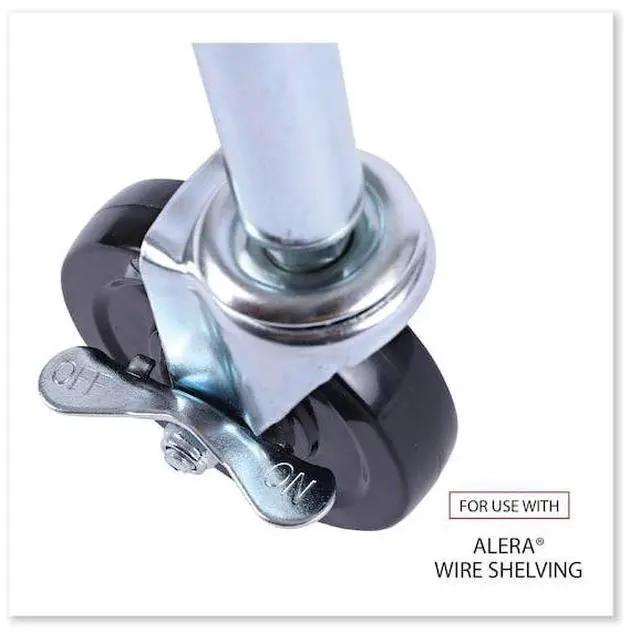 Alt view image 15 of 18 - Alera SW690004 Optional Casters for Wire Shelving, 200 lbs/Caster, Gray/Black, 4/Set