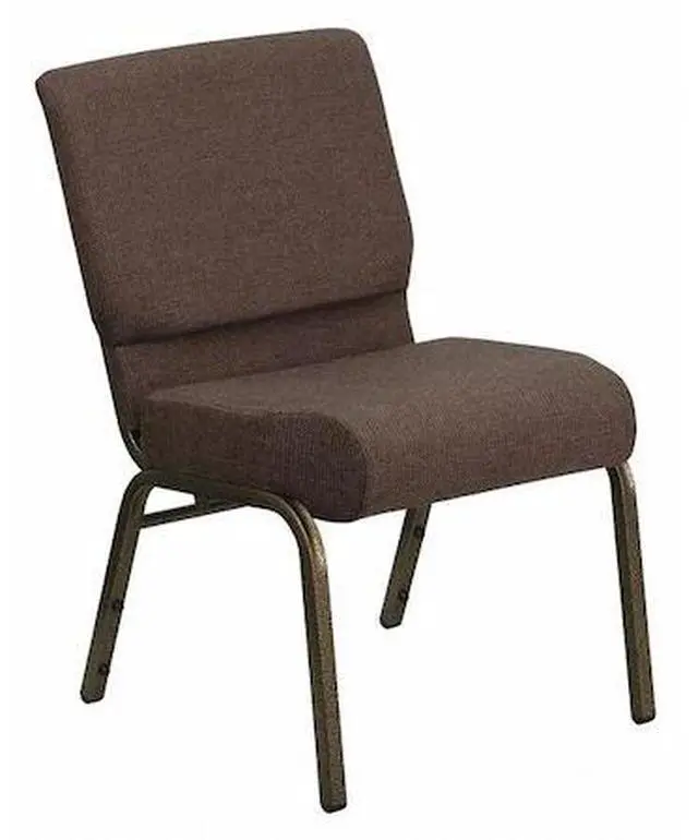 Alt view image 15 of 20 - Flash Furniture FD-CH0221-4-GV-S0819-GG Hercules Series 21-Inch Extra Wide Brown Stacking Church Chair with 4-Inch Thick Seat/Gold Vein Frame