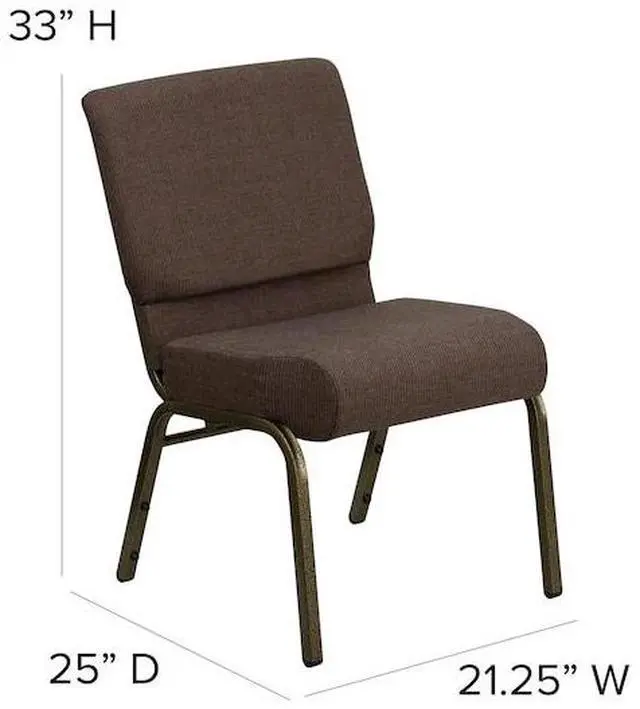 Alt view image 16 of 20 - Flash Furniture FD-CH0221-4-GV-S0819-GG Hercules Series 21-Inch Extra Wide Brown Stacking Church Chair with 4-Inch Thick Seat/Gold Vein Frame