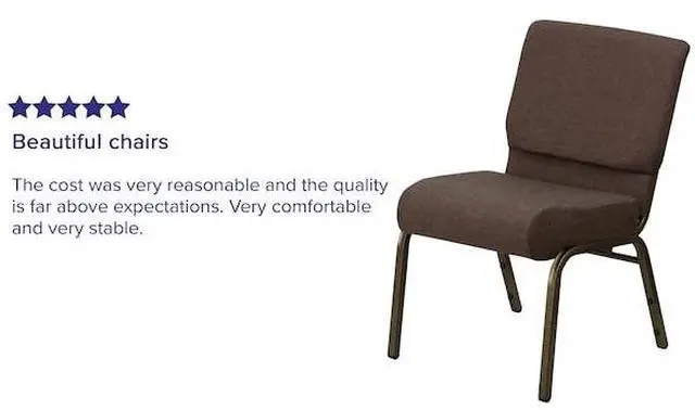 Alt view image 18 of 20 - Flash Furniture FD-CH0221-4-GV-S0819-GG Hercules Series 21-Inch Extra Wide Brown Stacking Church Chair with 4-Inch Thick Seat/Gold Vein Frame