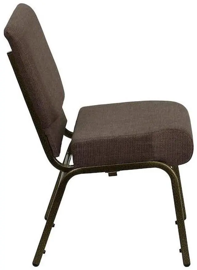 Alt view image 20 of 20 - Flash Furniture FD-CH0221-4-GV-S0819-GG Hercules Series 21-Inch Extra Wide Brown Stacking Church Chair with 4-Inch Thick Seat/Gold Vein Frame
