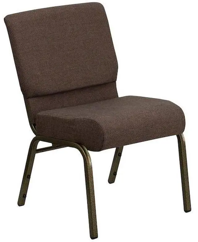Alt view image 19 of 20 - Flash Furniture FD-CH0221-4-GV-S0819-GG Hercules Series 21-Inch Extra Wide Brown Stacking Church Chair with 4-Inch Thick Seat/Gold Vein Frame