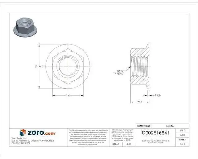 Alt view image 3 of 3 - MIDWEST FASTENER 50351 Lock Nut, 1/2"-13, Steel, Grade 8, Yellow Zinc, 50 PK