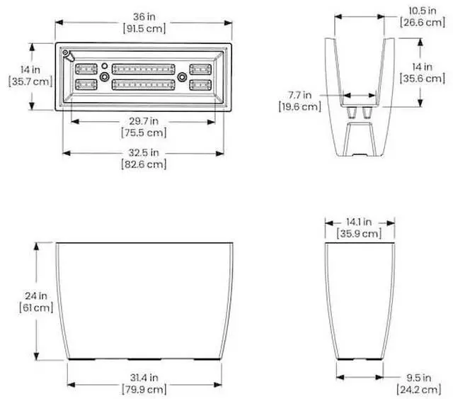 Alt view image 2 of 7 - MAYNE 8836-W Kobi Trough Planter 36 x 14 x 24, White