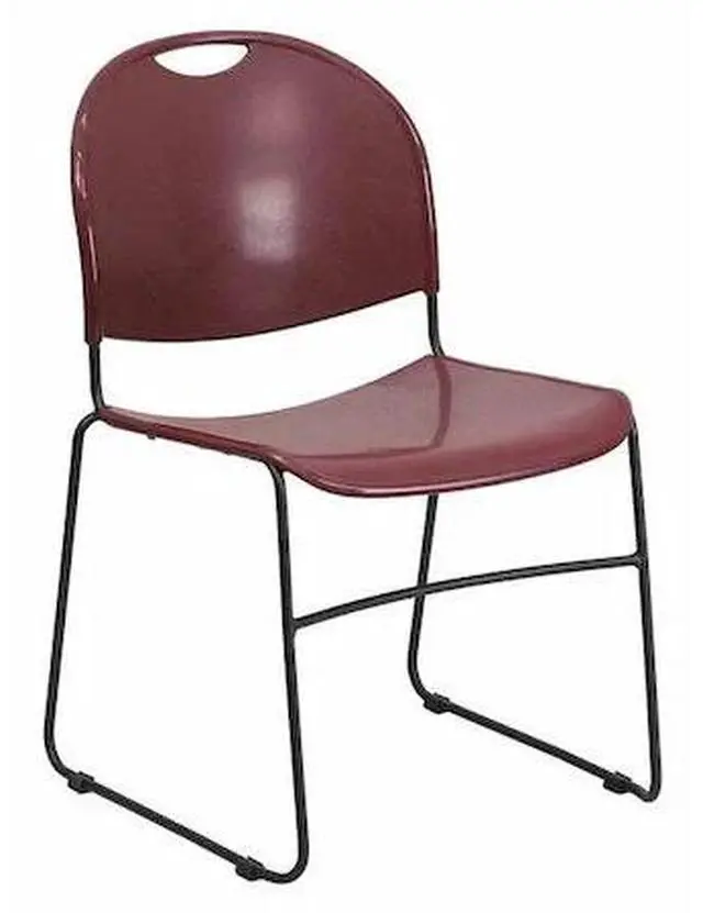 Alt view image 11 of 20 - HERCULES Series 880 lb. Capacity Burgundy Ultra-Compact Stack Chair with Black Powder Coated Frame