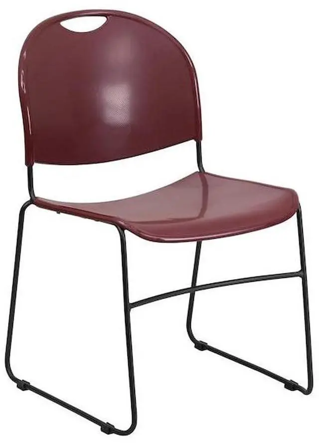 Alt view image 12 of 20 - HERCULES Series 880 lb. Capacity Burgundy Ultra-Compact Stack Chair with Black Powder Coated Frame
