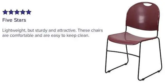 Alt view image 15 of 20 - HERCULES Series 880 lb. Capacity Burgundy Ultra-Compact Stack Chair with Black Powder Coated Frame