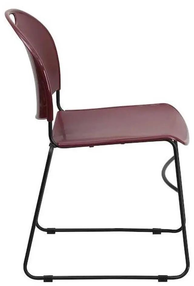 Alt view image 16 of 20 - HERCULES Series 880 lb. Capacity Burgundy Ultra-Compact Stack Chair with Black Powder Coated Frame
