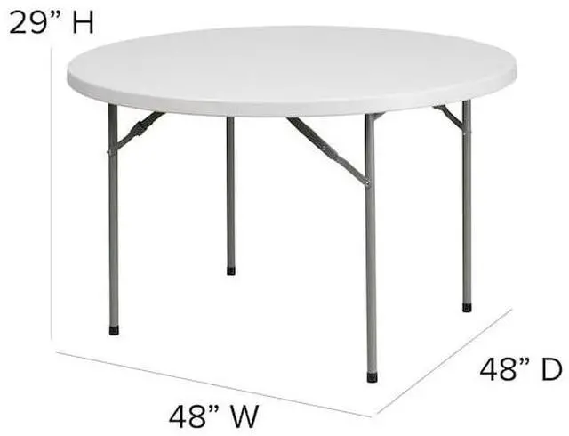Alt view image 9 of 13 - 48'' Round Granite White Plastic Folding Table