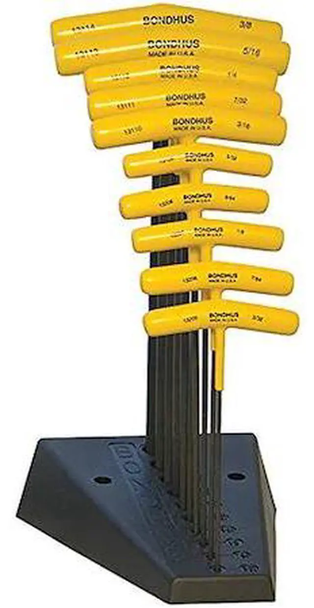 Alt view image 5 of 6 - Bondhus 13190 Set of 10 Balldriver and Hex T-handles with Stand 3/32-3/8 Inch